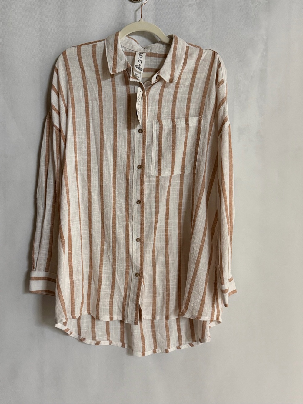 Cotton On Body Striped Button Down Swim Cover Up Shirt XS NWT